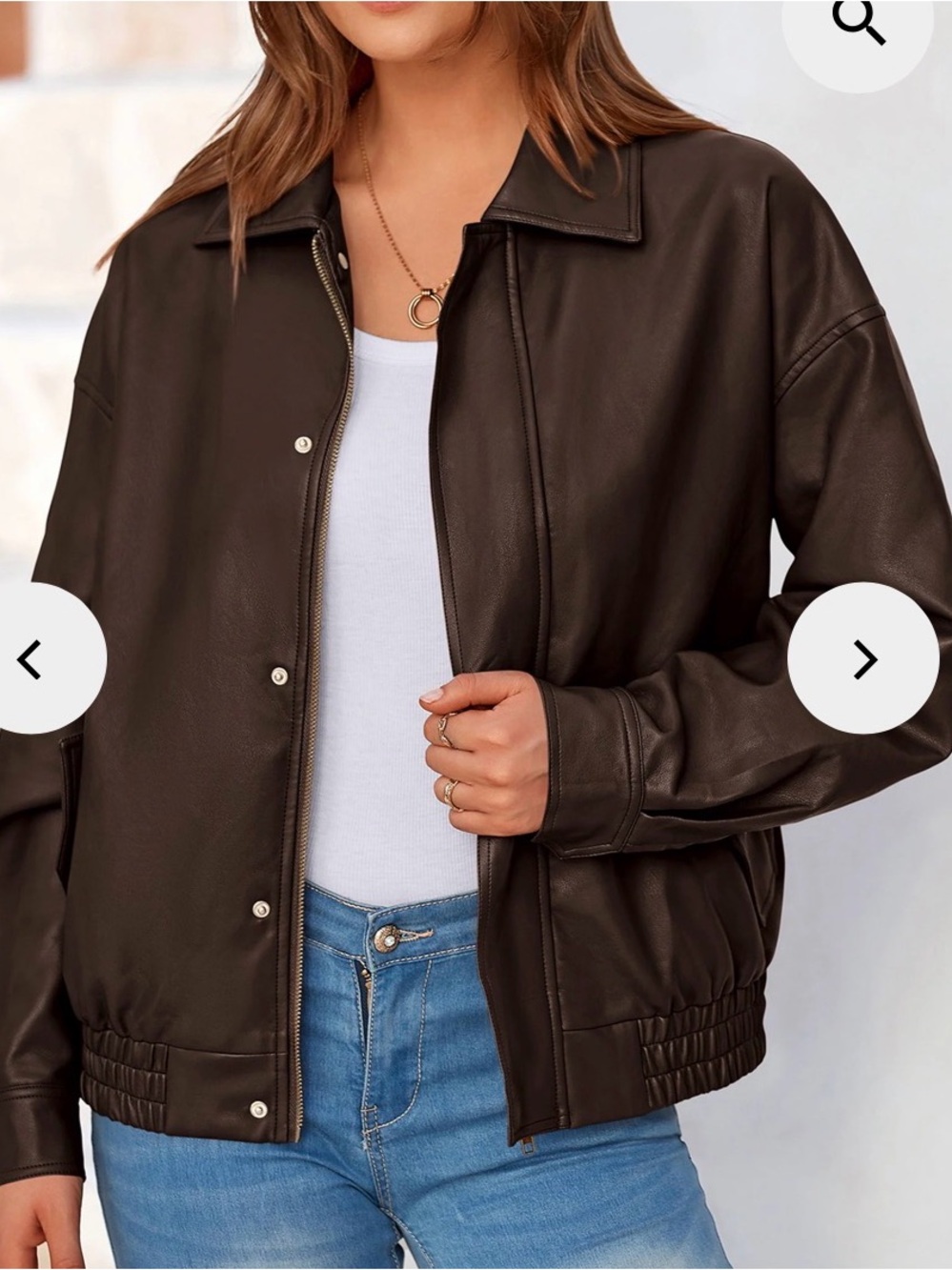 NWOT PrettyGarden Brown Faux Leather Oversized Jacket Size Small